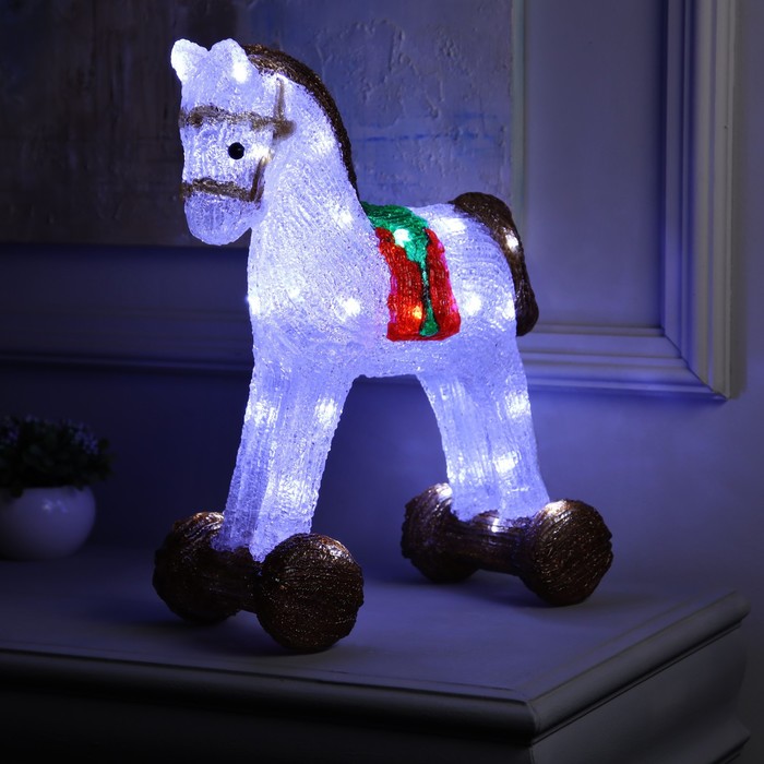 Светодиодная фигура «Лошадка» 40 × 32 × 16 см, акрил, 40 LED, 220 В, свечение белое - фото 1907796381