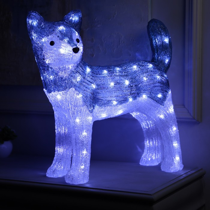 Светодиодная фигура «Волк» 50 × 47 × 21 см, акрил, 88 LED, 220 В, свечение белое - фото 1907796386