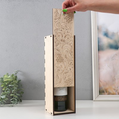 Шкатулка для росписи дерево под бутылку «Райский цветок», для творчества, декора, крышка выдвижная, 11×10.7×35 см, фанера 6 мм