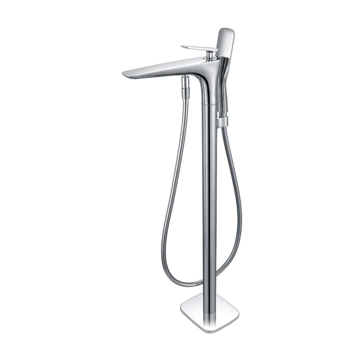 Смеситель для ванны Vincea VTF-102CH, напольный, однорычажный, лейка, излив 220 мм, хром - Фото 1