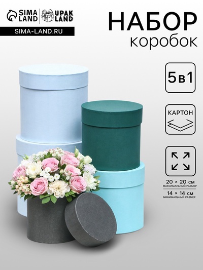 Набор шляпных коробок 5 в 1" Гармония", 20×20 - 14×14 см