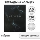 Тетрадь на кольцах Calligrata «Мрамор чёрный» A5, 120 листов, в клетку, обложка 7БЦ, блок офсет - Фото 1