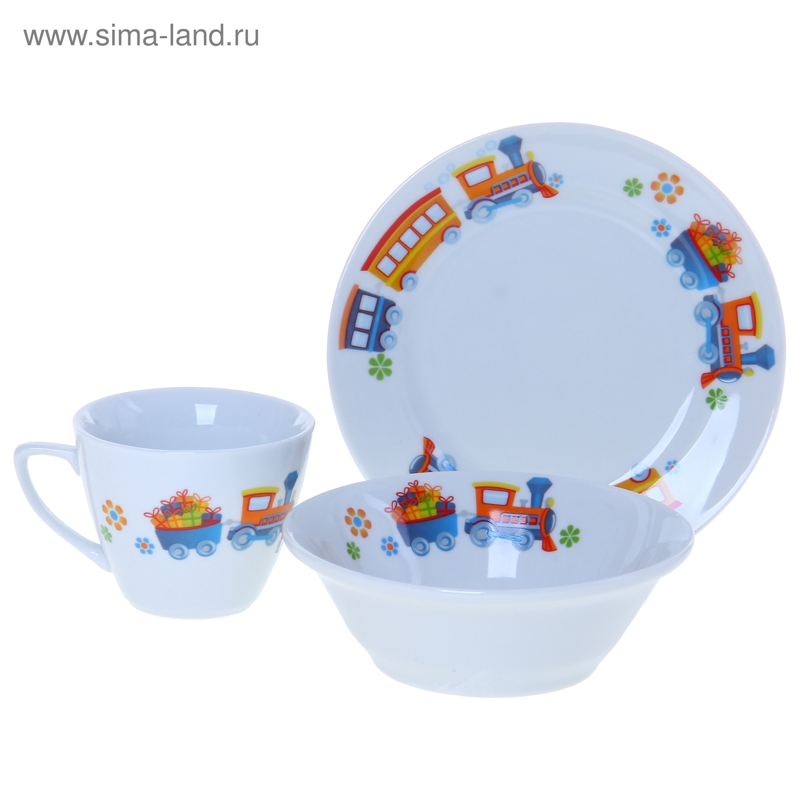 Комплект посуды, 3 предмета "Паровозик" (1050757) - Купить по цене от ...