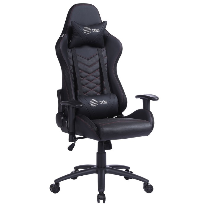 Игровое кресло Cactus CS-CHR-0099BLR, до 120 кг, экокожа, подсветка, черное