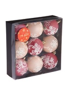 Ёлочные игрушки «Ажур», шары новогодние, d=5.5 см, набор 9 шт., красный/бежевый 9510347