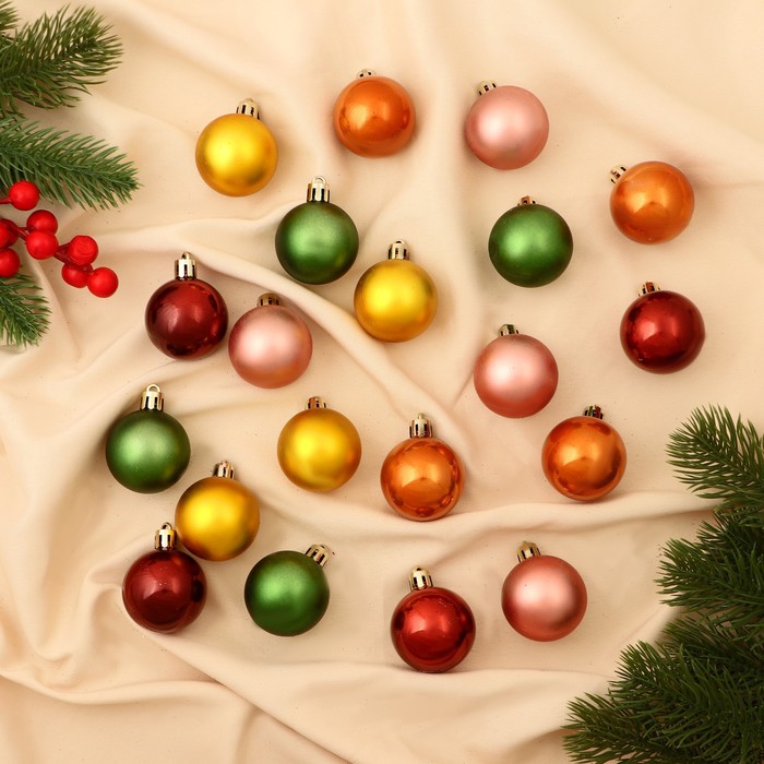 Ёлочные игрушки «Яркое ассорти», новогодние, набор 20 шт., d=4 см, МИКС - Фото 1