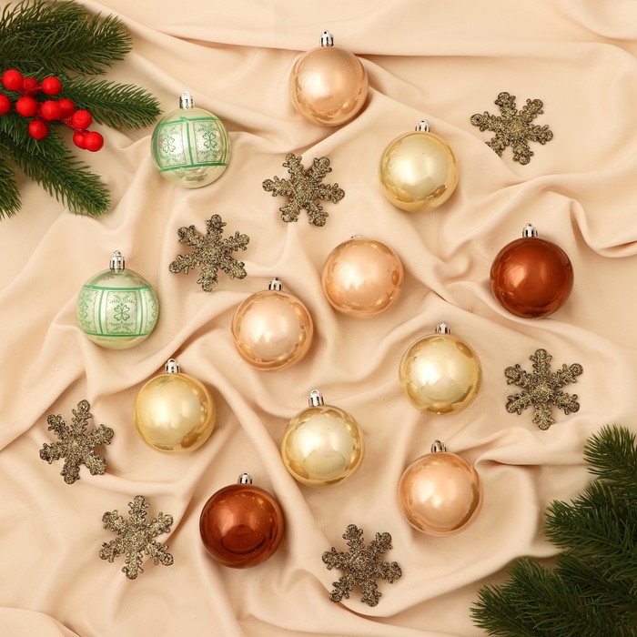 Ёлочные игрушки «Снежная феерия» нежность, набор 40 шт., d=6 см, снежинка 6 см, МИКС - Фото 1
