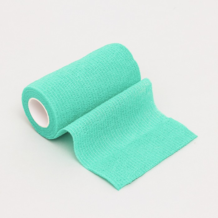 Бинт самофиксирующийся, 10 см, макс. растяжимость 4,5 м, зеленый - Фото 1