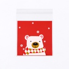 Пакет подарочный новогодний БОПП с липкой лентой, «Мишка», 10×10+3 см - Фото 2