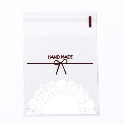 Пакет БОПП с липкой лентой, «Ручная работа», 10×11+3 см