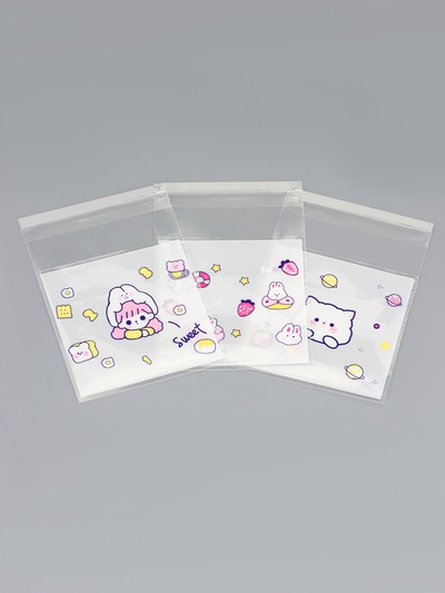 Пакет БОПП с липкой лентой, «Корейский стиль», 7×7+3 см МИКС