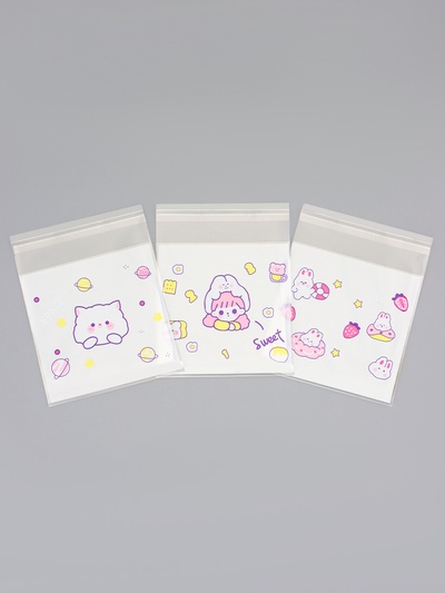 Пакет БОПП с липкой лентой, «Корейский стиль», 10×10+3 см МИКС