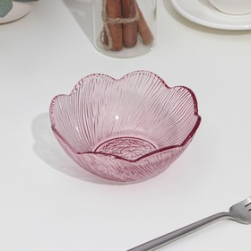 Салатник из цветного стекла, d=13.5 см, h=5.5 см, цвет розовый