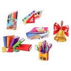 Набор украшений на скотче "Школа" школьные принадлежности, глиттер, 9 шт. - фото 24986305