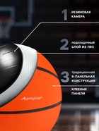Баскетбольный мяч ONLYTOP JUMP, клееный, резина, резиновая камера, 8 панелей, р.7, - Фото 3