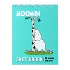 Скетчбук А5+ 60 листов на гребне "Moomin", твёрдая обложка, матовая ламинация, блок 160 г/м2 - фото 10752802