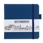 Скетчбук Sketchmarker, 120 х 120 мм, 80 листов, твёрдая обложка из искусственной кожи, синий, блок 140 г/м2 - фото 22519549