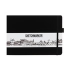 Скетчбук Sketchmarker, 148 х 210 мм, 80 листов, твёрдая обложка из искусственной кожи, черный, блок 140 г/м2 - фото 4824636