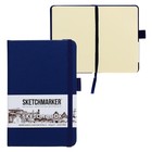 Скетчбук Sketchmarker, 90 х 140 мм, 80 листов, твёрдая обложка из искусственной кожи, синий, блок 140 г/м2 - фото 10752839