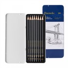 Набор карандашей чернографитных разной твердости Finenolo Sketch, 8 штук, 8B-2H, в металлическом пенале - фото 9247107