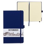 Скетчбук Sketchmarker, 130 х 210 мм, 80 листов, твёрдая обложка из искусственной кожи, синий, блок 140 г/м2 - фото 10752912