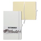 Скетчбук Sketchmarker, 130 х 210 мм, 80 листов, твёрдая обложка из искусственной кожи, белый, блок 140 г/м2 - фото 319767013
