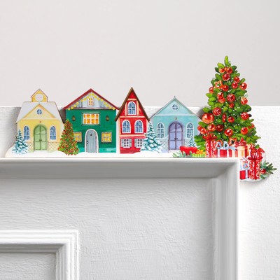 Новогодний декор на раму двери «Домики», 25.5×11.8 см