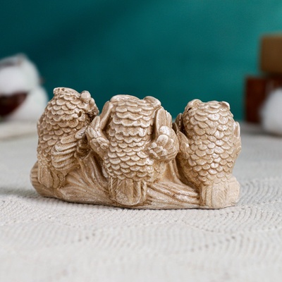 Фигурка гипс «Три совы на жердочке», коричневая, 10×6×5 см