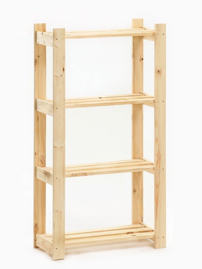 Стеллаж деревянный, 4 полки, 118×64×27.5 см, напольный, «Добропаровъ»