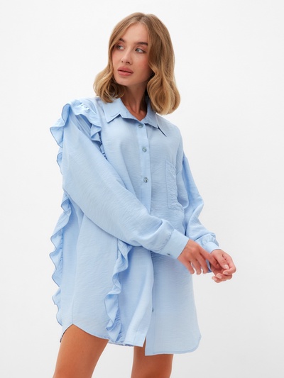 Костюм женский (блузка, шорты) MINAKU: Casual Collection, голубой, размер 42