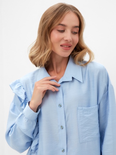 Костюм женский (блузка, шорты) MINAKU: Casual Collection, голубой, размер 44