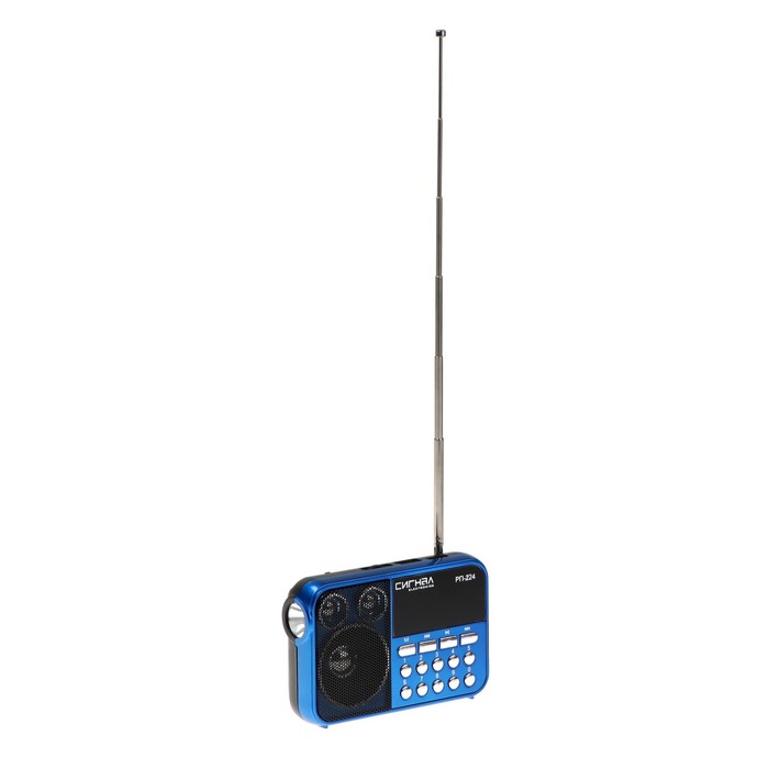 Радиоприёмник "Сигнал РП-224", УКВ 64-108 МГц, 400 мАч, USB, SD, AUX, синий