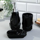 Набор аксессуаров для ванной комнаты «Black», 3 предмета, дозатор, стакан, мыльница - фото 10873261