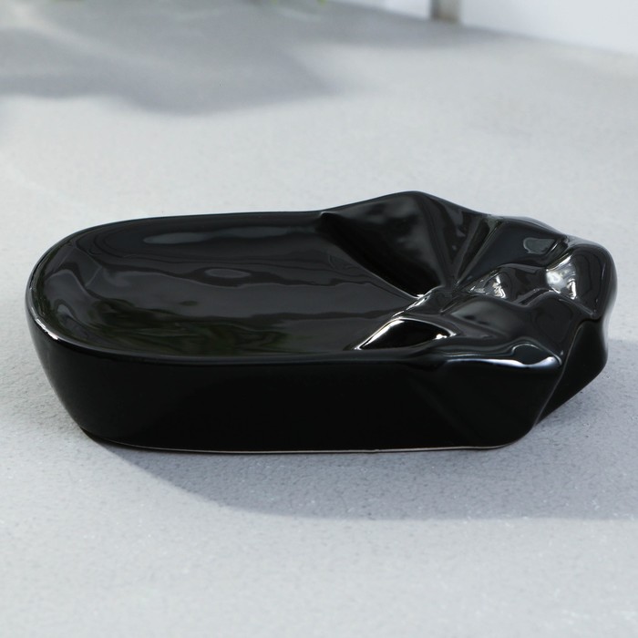 Набор аксессуаров для ванной комнаты «Black», 3 предмета, дозатор, стакан, мыльница - фото 1906349798