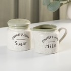 Набор сервировочный «Домик в деревне», 2 предмета: банка для сахара 300 мл, молочник 300 мл, керамические, цвет белый - Фото 1