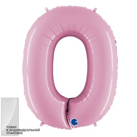 Шар фольгированный 40" «Цифра 0», цвет розовый, инд. упаковка