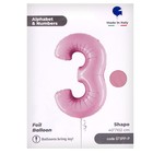 Шар фольгированный 40" «Цифра 3», цвет розовый, инд. упаковка - фото 24305187