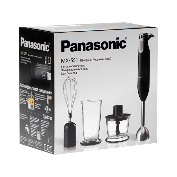 Блендер Panasonic MX-SS1BTQ, погружной, 600 Вт, 0.5 л, 5 скоростей, чёрный