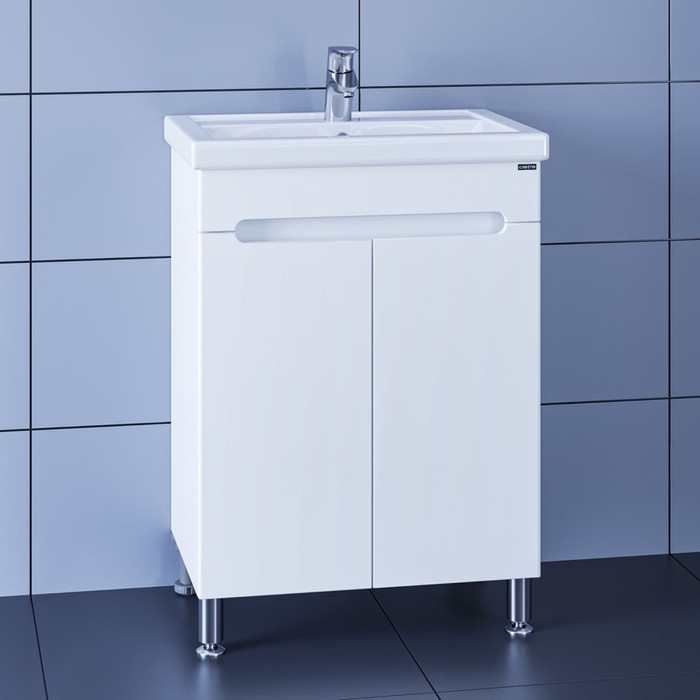 Тумба напольная «СаНта. Лондон 60», с раковиной «Фостер 60», цвет белый