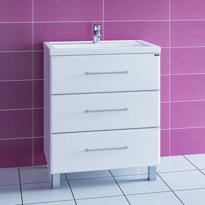 Тумба напольная «СаНта. Омега 70», с раковиной «Фостер 70», цвет белый