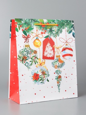 Пакет подарочный новогодний «Ёлка с украшениями », 26?32?12 см (комплект 2 шт)