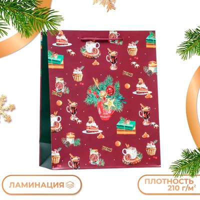 Пакет подарочный новогодний ламинированный «В ожидании чуда », 26×32×12 см