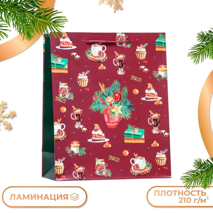 Пакет подарочный новогодний ламинированный «В ожидании чуда », 26×32×12 см - Фото 1