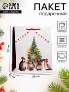 Пакет подарочный новогодний ламинированный «Пингвинёнок », 26×32×12 см - Фото 1