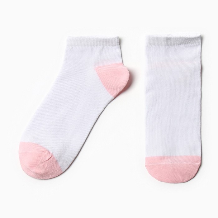 Носки женские укороченные, цвет белый/розовый, размер 25-27 (38-42) - Фото 1