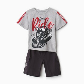 Комплект (футболка/шорты) для мальчика, цвет серый меландж, рост 110 см