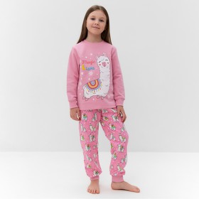 Пижама для девочки, цвет розовый, рост 128 см
