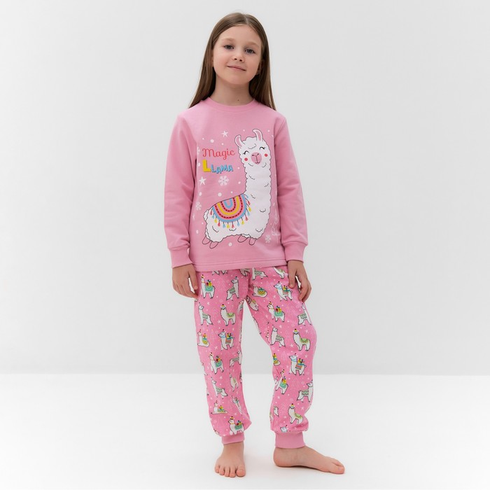 Пижама для девочки, цвет розовый, рост 98 см - Фото 1