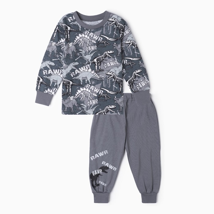 Пижама для мальчика, цвет серый, рост 92 см - Фото 1