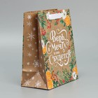 Пакет подарочный новогодний крафтовый вертикальный «Поверь в мечту», MS 18 х 23 х 10 см, Новый год (комплект 2 шт) - фото 22520634